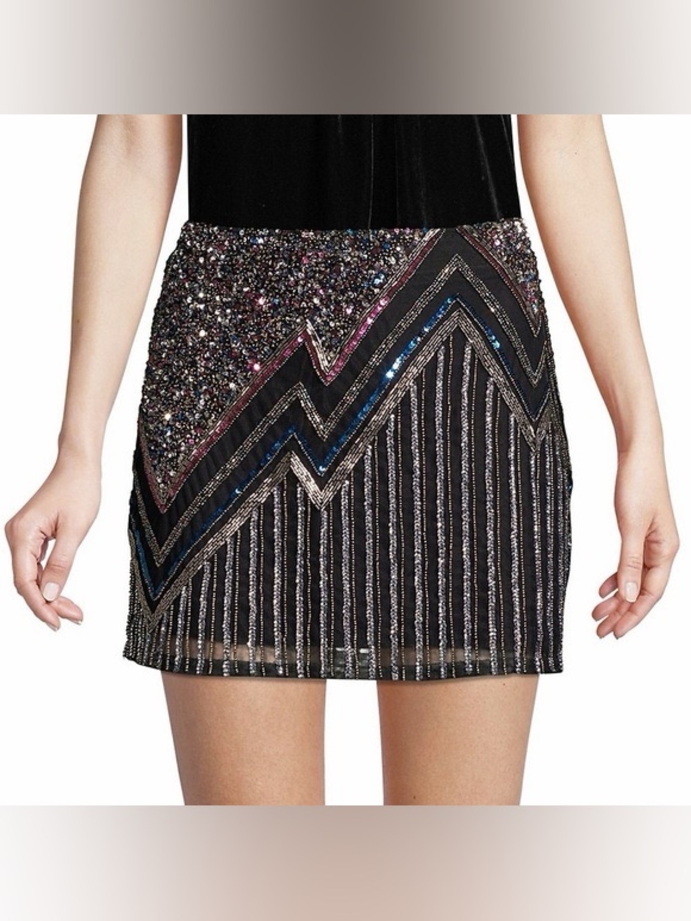 Parker New York Corsica Beaded & Sequined Mini Skirt, Size 2